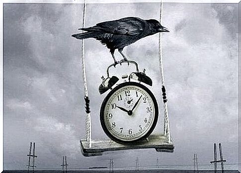 crow over clock