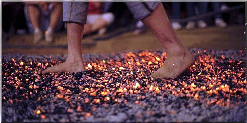 Firewalking: walking over hot coals