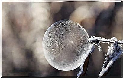 Ice bubble representing frozen grief