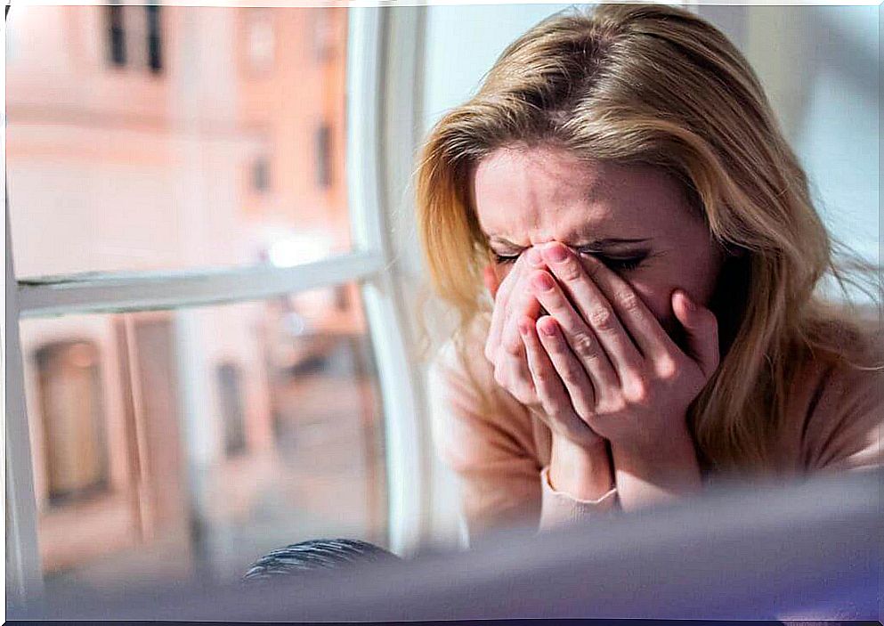 Woman crying because she got bad news