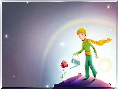 little prince watering a flower