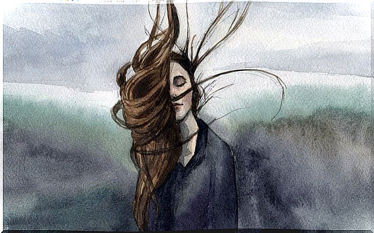 woman with hair in the wind