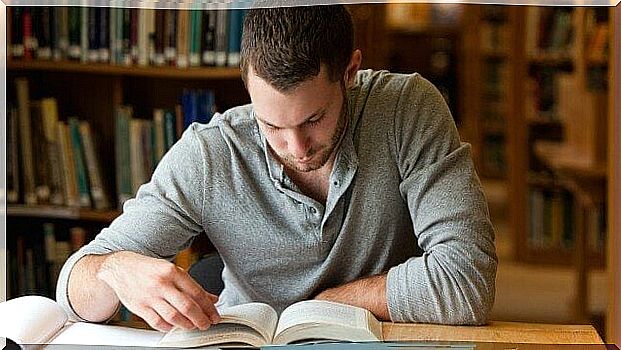 man studying in silence