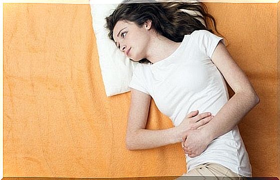 Woman with menstrual cramps