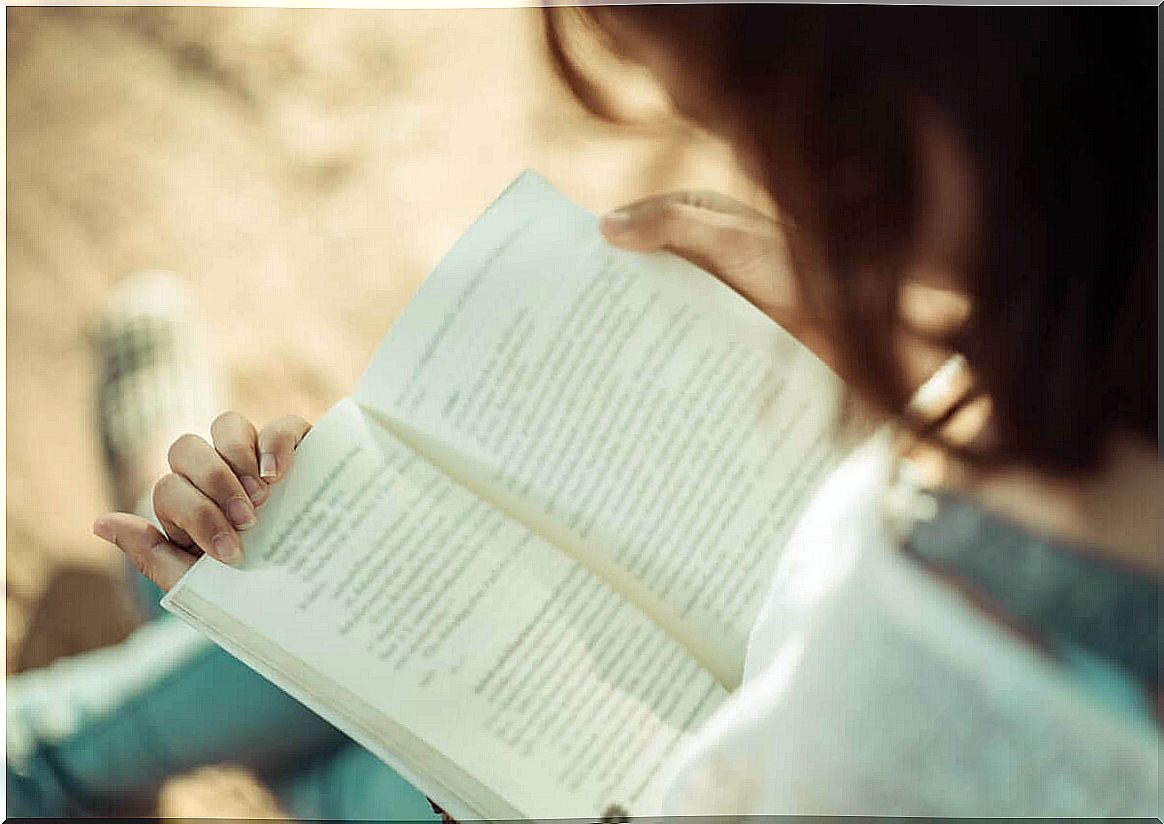 woman reading a book