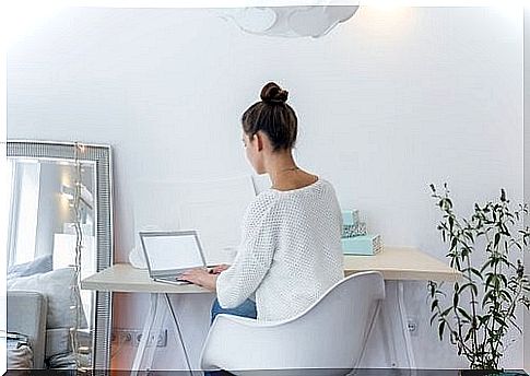 woman working at home